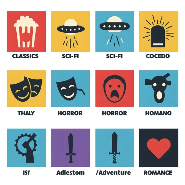Collage representing movie genres for charades ideas