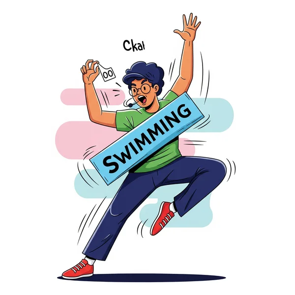 Person dynamically acting out a physical charades word