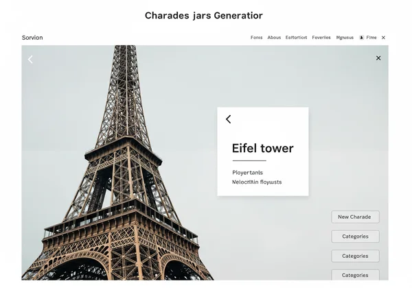 Screenshot of charades generator with Eiffel Tower image