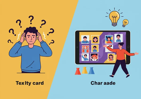 Visualizing traditional vs powered charades gameplay